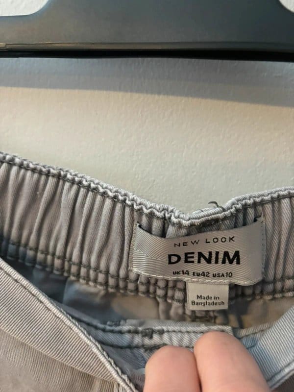 New Look Grey Denim Cargo Pants Size 14