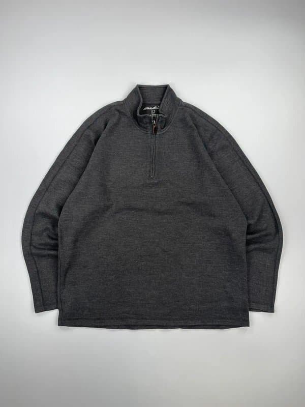 Eddie Bauer Eddie Bauer Knitted Jumper Mens Large Grey Quarter Zip Sweater