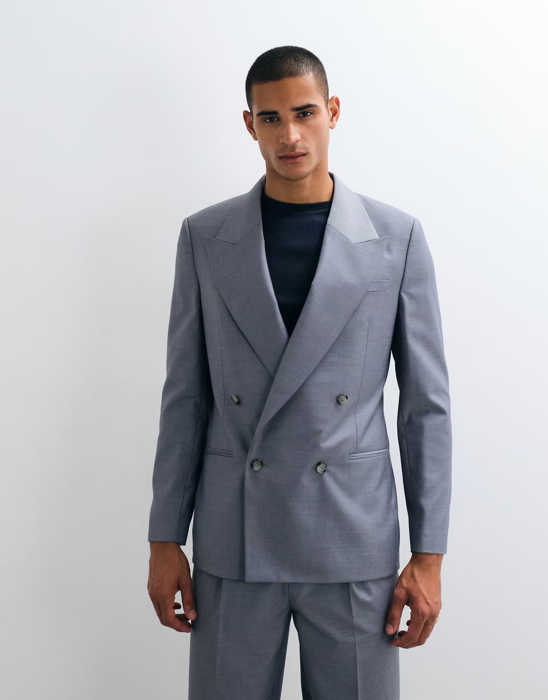 ASOS ASOS DESIGN double breasted regular suit jacket in blue