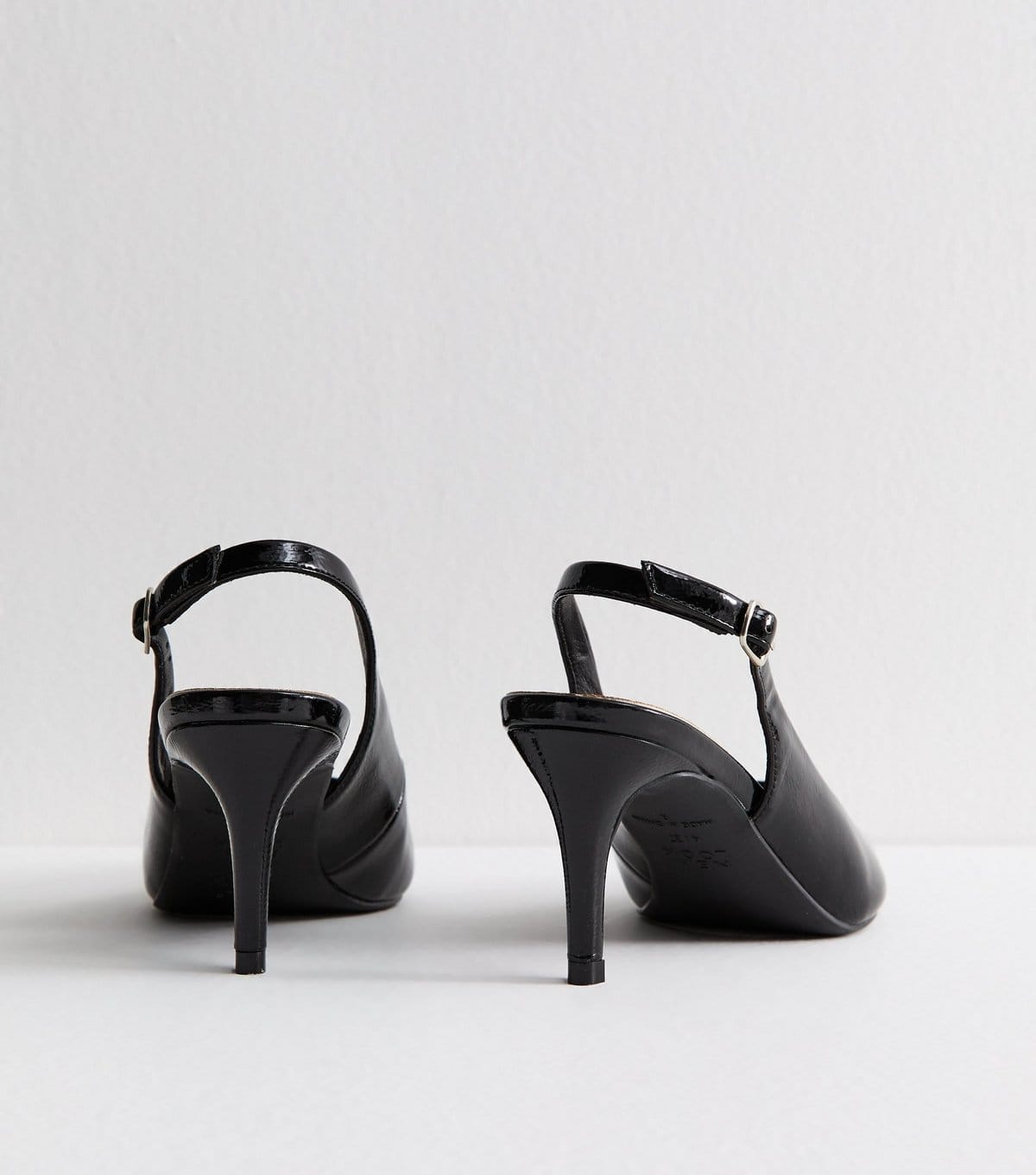 New Look Women's Black Faux Patent Slingback Pumps Vegan New Look - 4