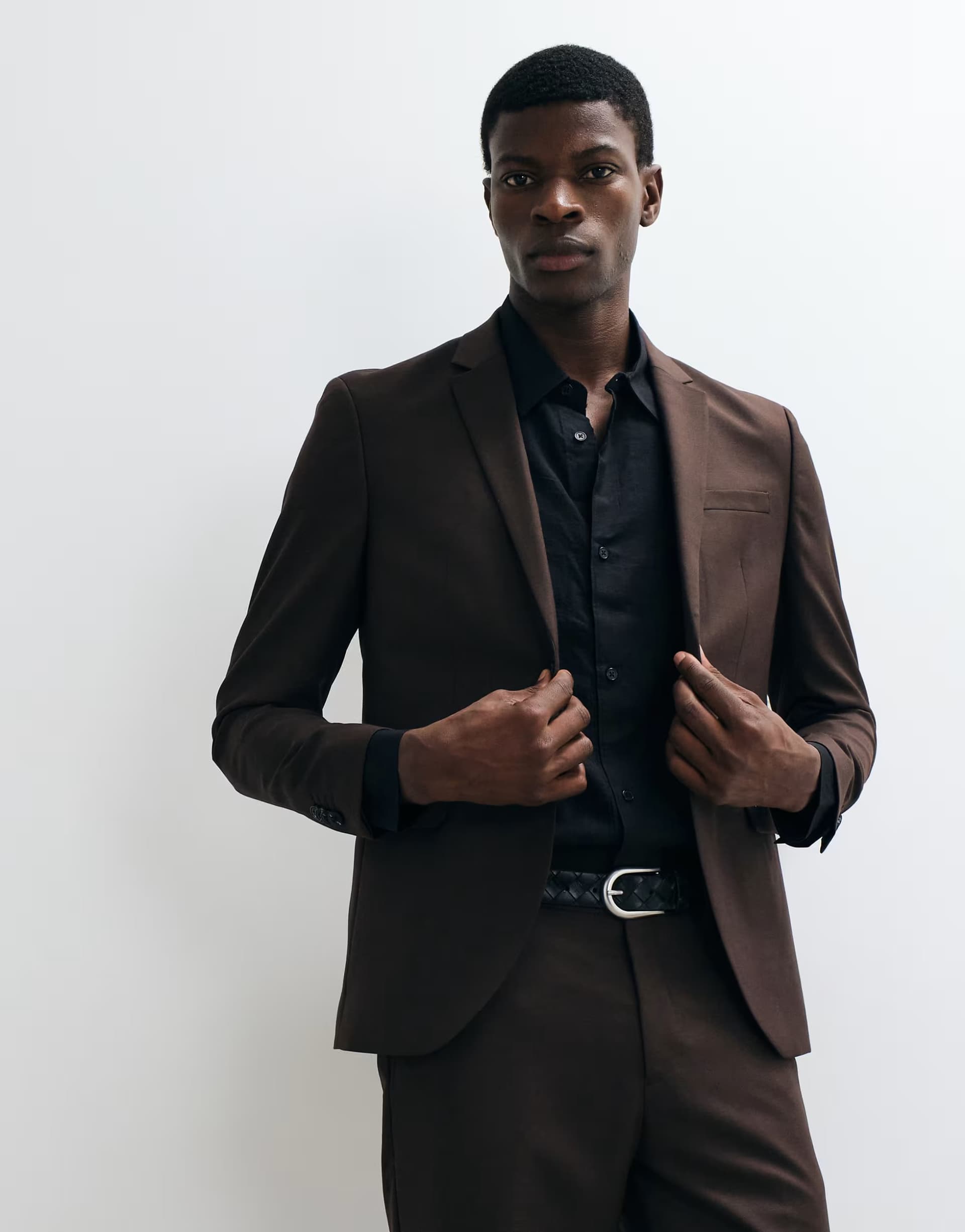 ASOS Jack & Jones slim fit suit blazer in dark brown