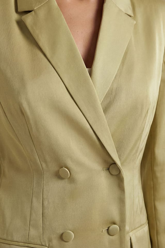 Wallis Wallis Women's Satin Double Breasted Blazer Coord in Olive - 2