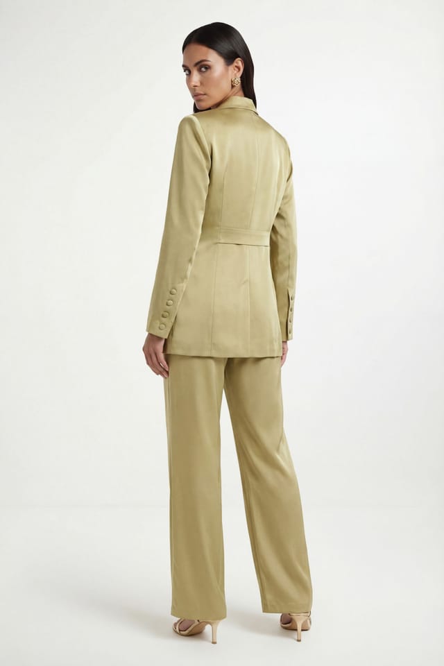 Wallis Wallis Women's Satin Double Breasted Blazer Coord in Olive - 3