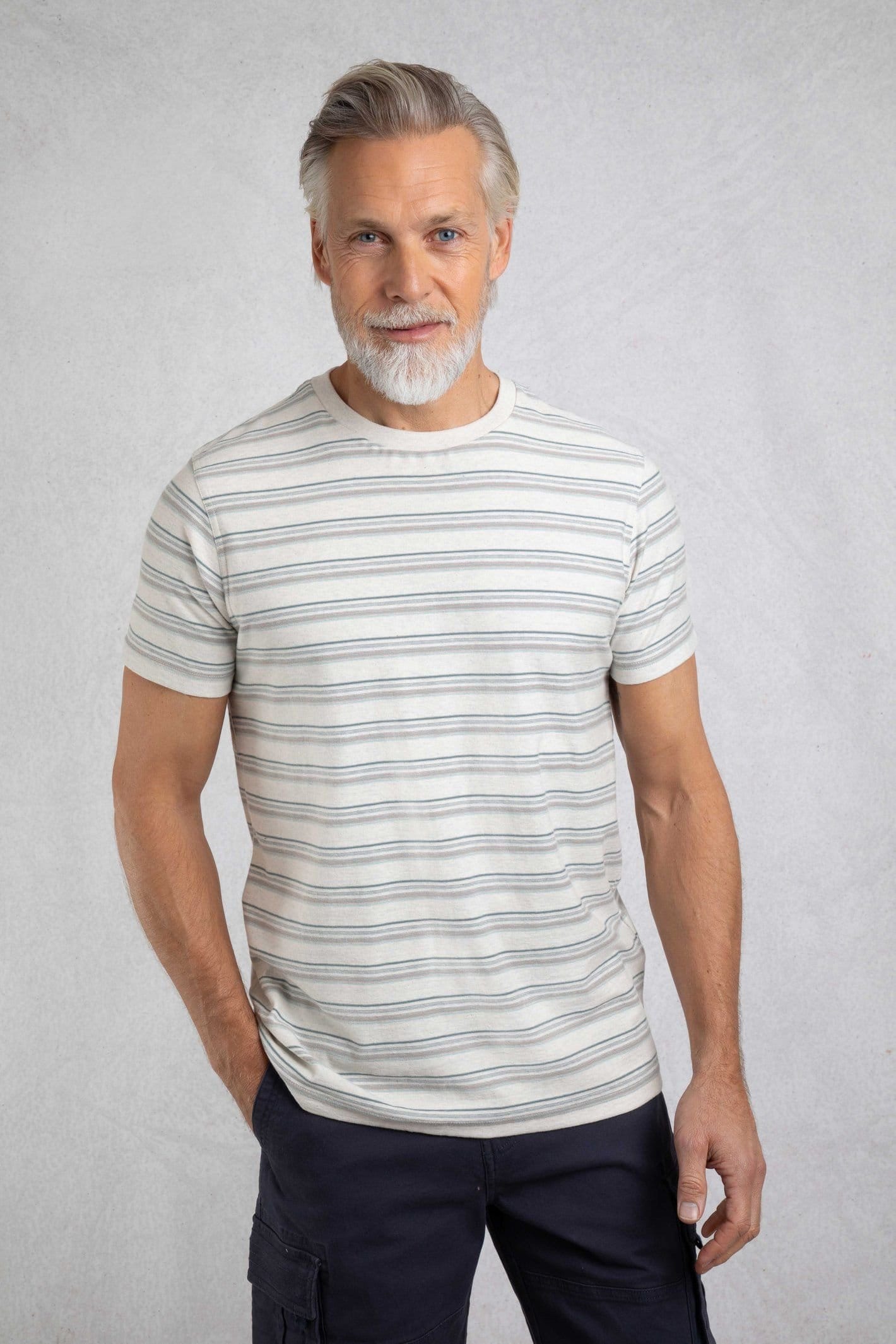 Weird Fish Weird Fish Men's Steve Striped T-Shirt in Ecru - 4