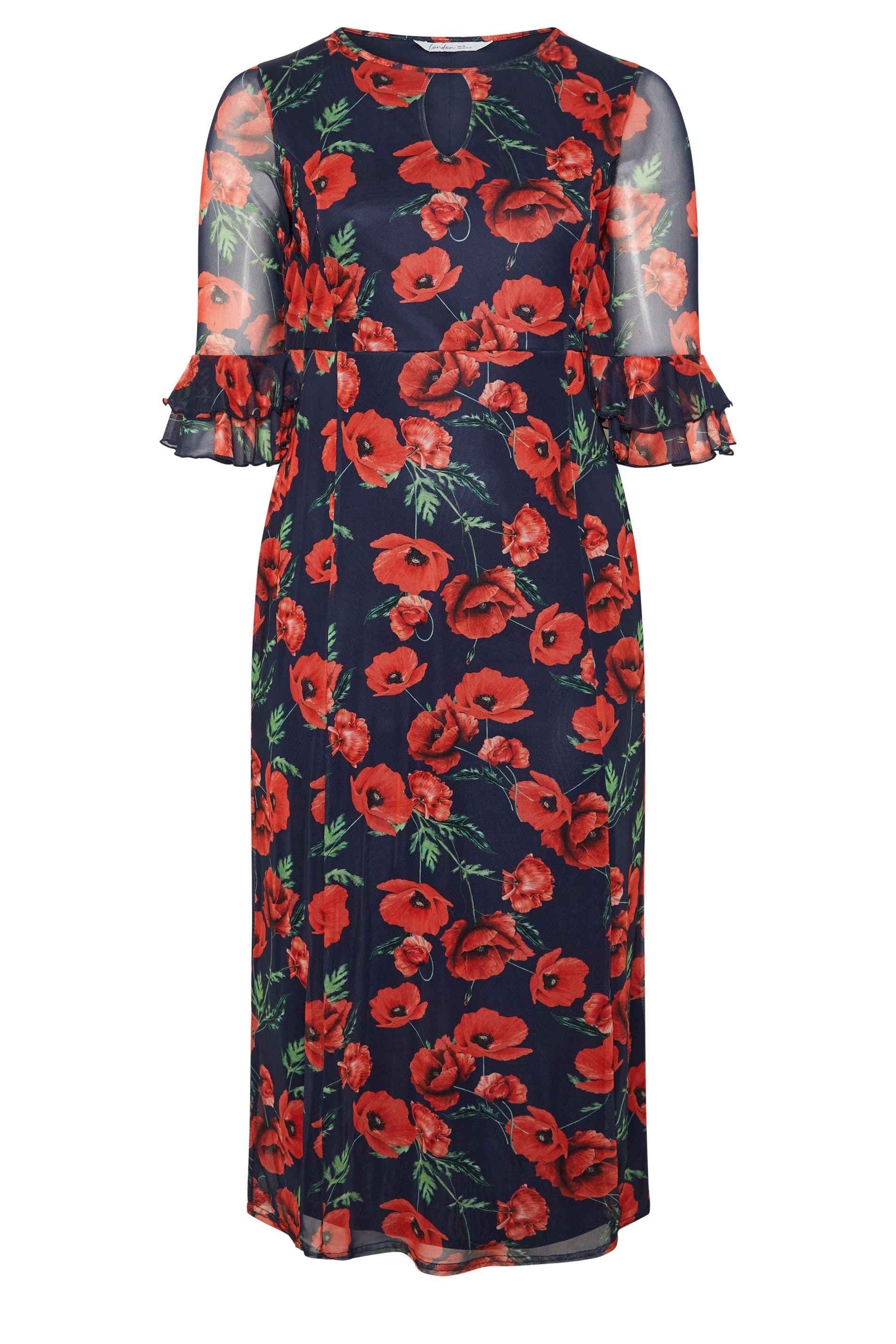 Yours Yours Women's Floral Keyhole Maxi Dress in Dark Navy