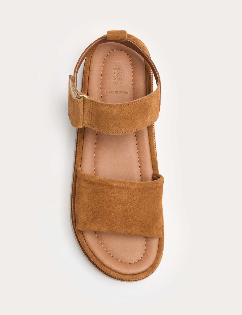 Marks & Spencer M&S Suede Ankle Strap Flatform Sandals Tan - 2