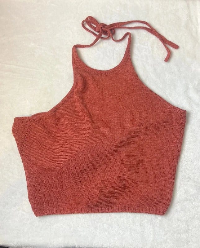 Zara zara burnt orange brown halter neck wrap top - 1