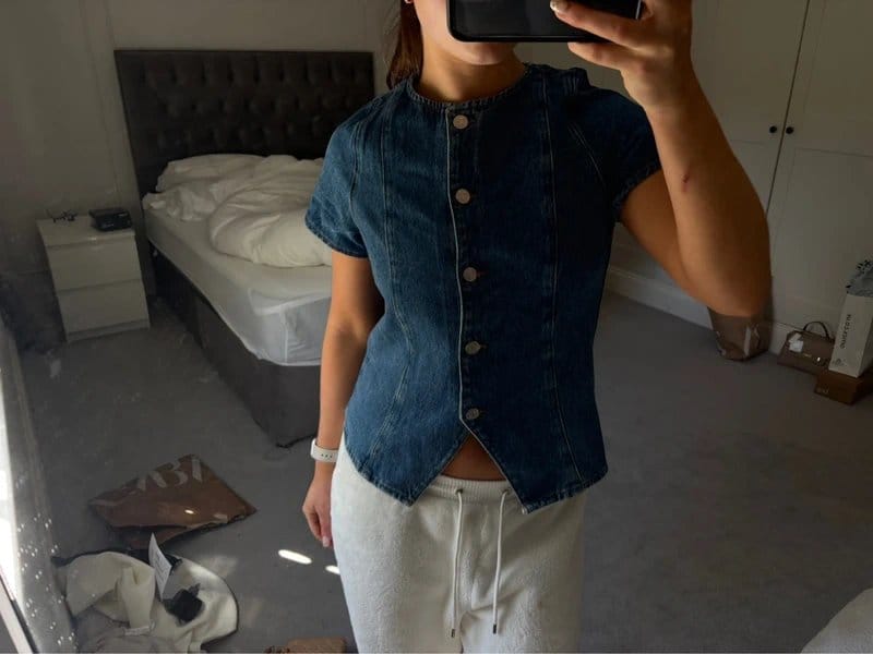 ASOS Design Blue Denim Cropped Top