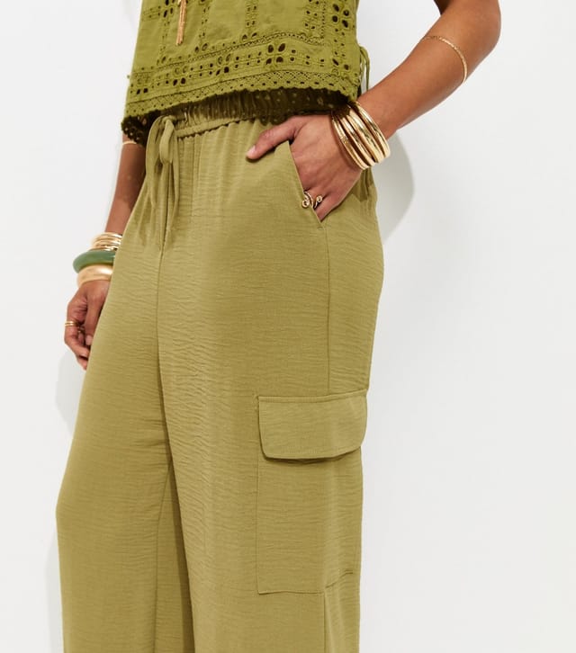 New Look Women's Light Khaki Cargo Style Cuffed Trousers New Look - 3