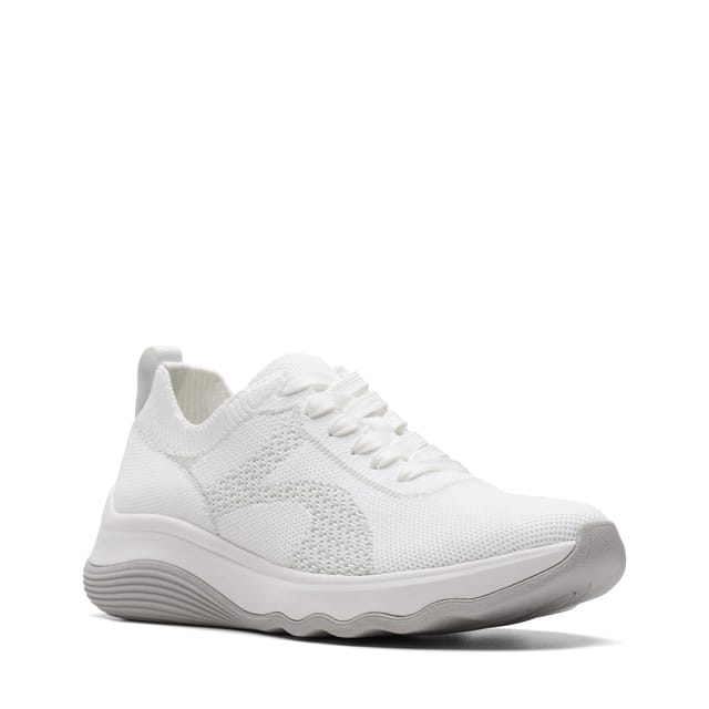 Clarks Clarks Women's Circuit Tie White Knit Trainers - 2