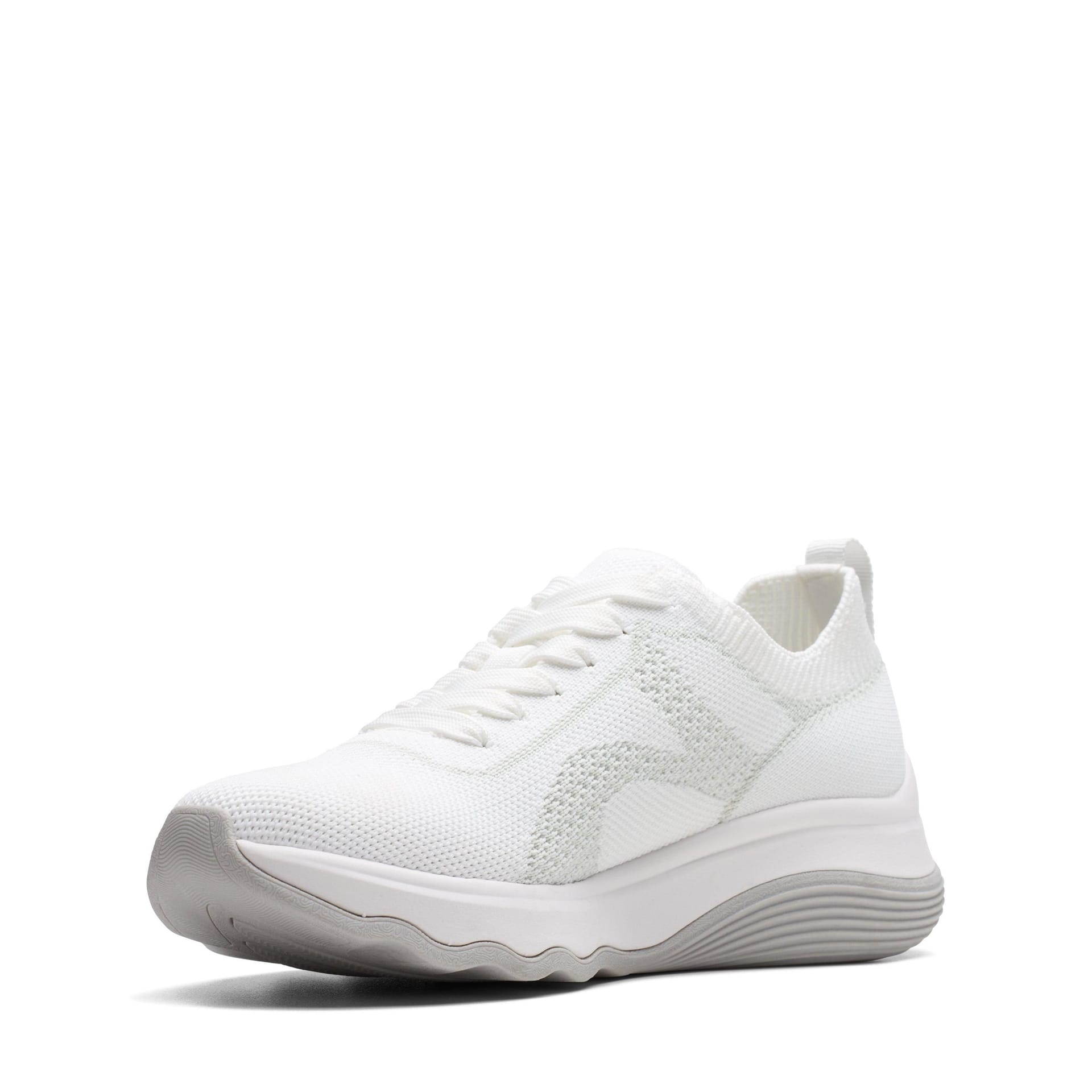 Clarks Clarks Women's Circuit Tie White Knit Trainers - 4