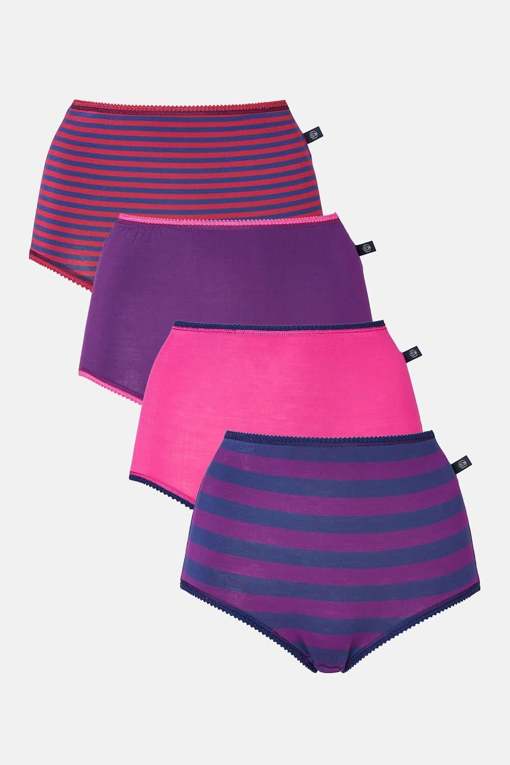 British Boxers British Boxers Women's Pack of Four "Cherry Pie" Bamboo Full Briefs in Dark Pink