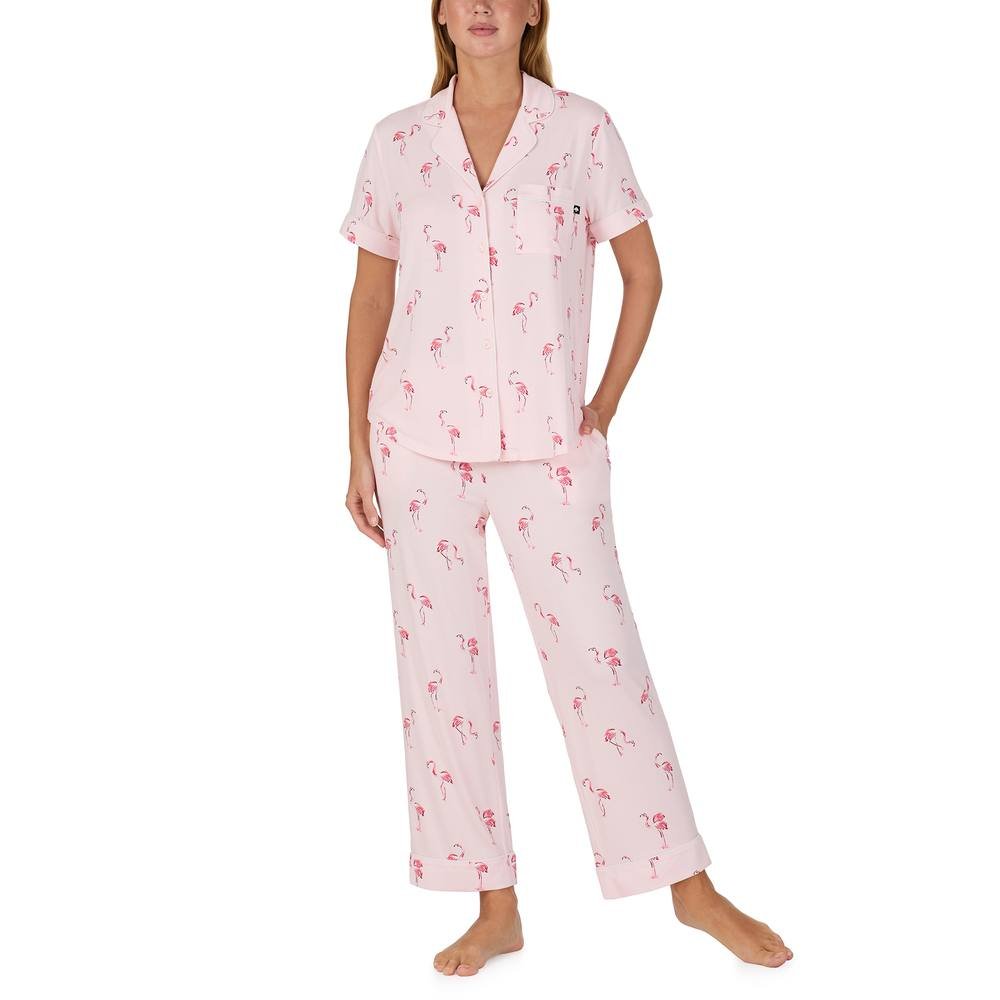 kate spade new york Kate Spade New York Women's KS new york short sleeve notch crop pj set in flamingo cove in Light Pink - 2