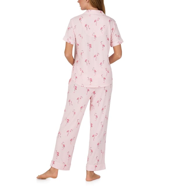kate spade new york Kate Spade New York Women's KS new york short sleeve notch crop pj set in flamingo cove in Light Pink - 2