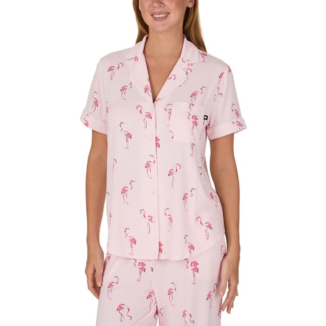 kate spade new york Kate Spade New York Women's KS new york short sleeve notch crop pj set in flamingo cove in Light Pink - 3