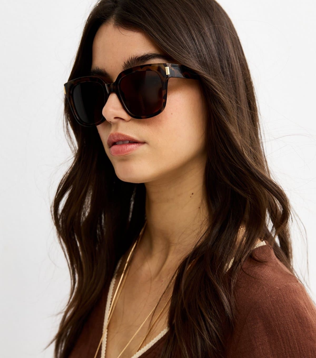 New Look Brown Tortoise Effect D Frame Sunglasses New Look