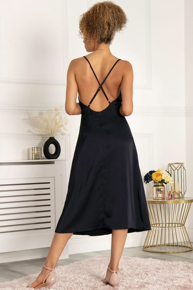 Jolie Moi Jolie Moi Women's Reene Cowl Neck Midi Dress in Blue - 2