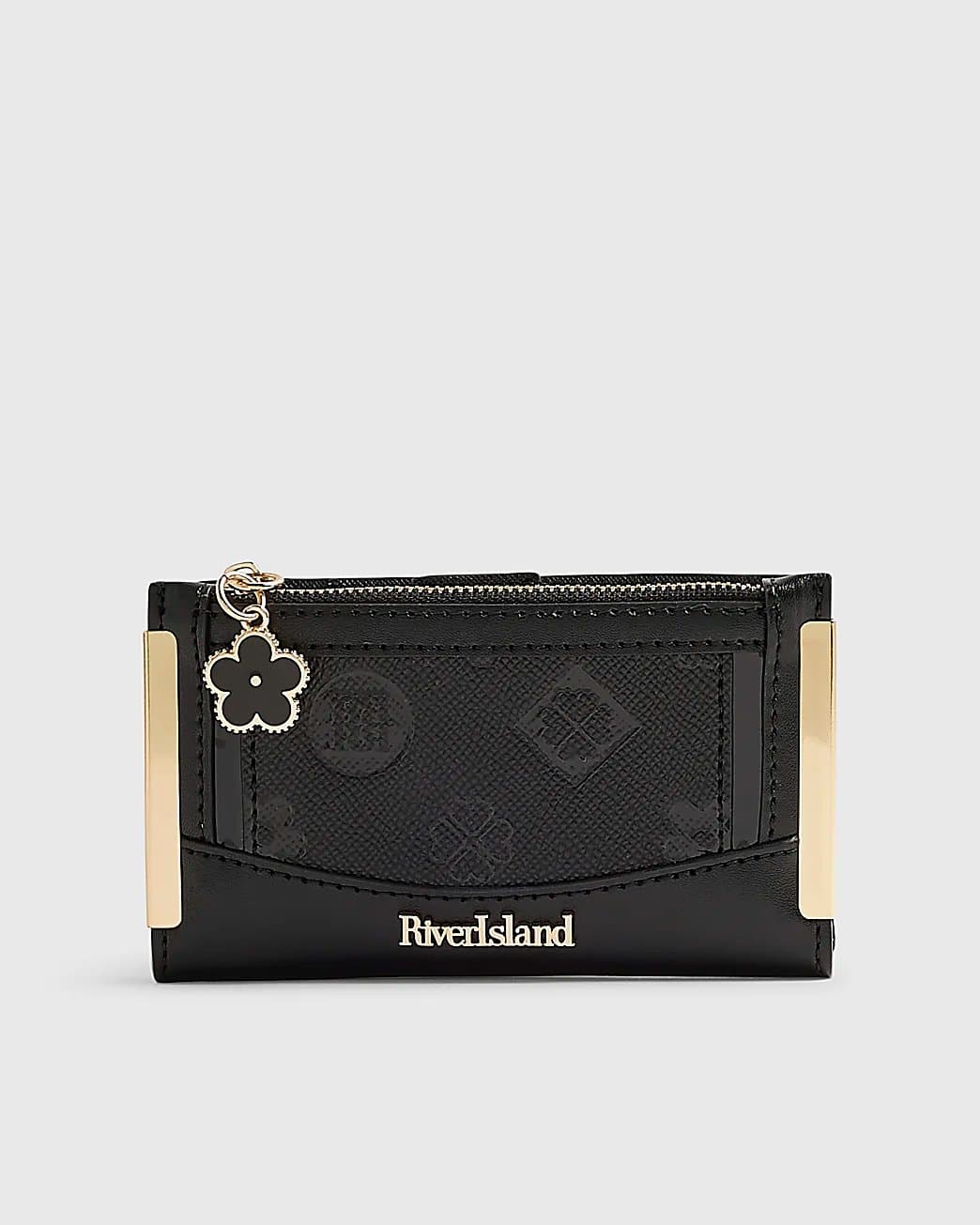 River Island River Island Womens Black Embossed Monogram Mini Purse