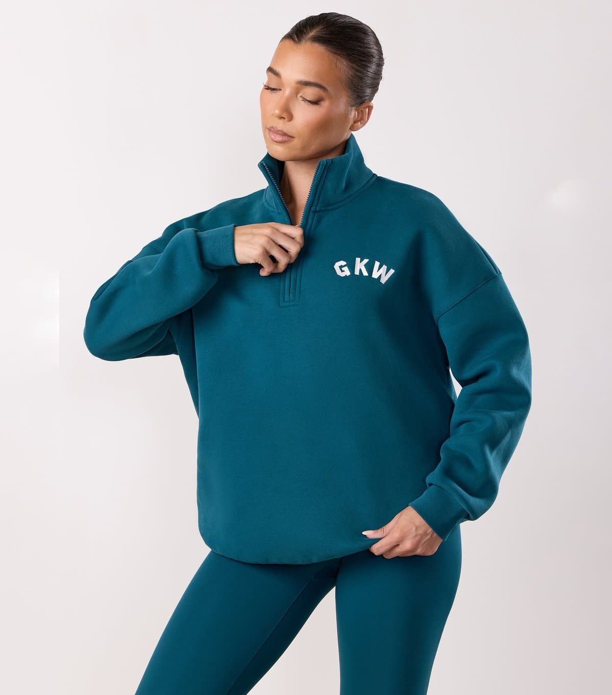 Gym King Women's Women's Teal Inspire Funnel Neck Zip Up Gym King New Look