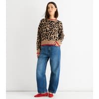 Gini London Women's Brown Animal Print Jumper Gini London New Look