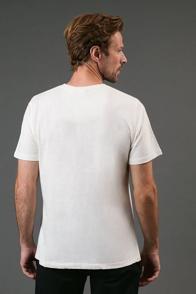 Maine Maine Men's Off White Slub Y Neck T - Shirt in Off-White - 3