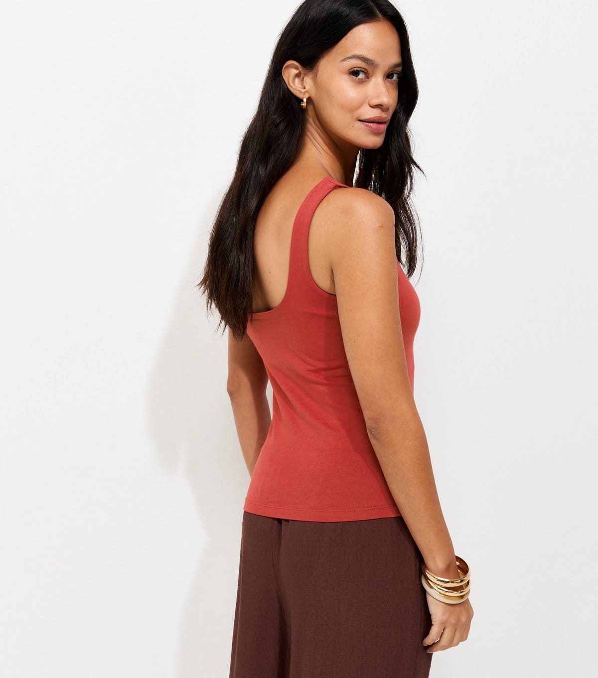 New Look Women's Dark Red Cotton Rich Square Neck Vest Top New Look - 4