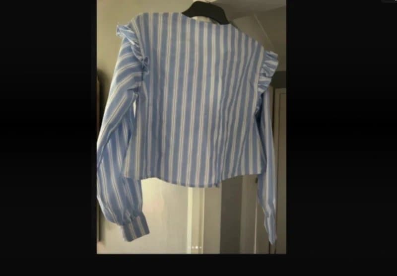 ASOS New ASOS blue stripe ruffle blouse tie front fastening summer top small 8-10