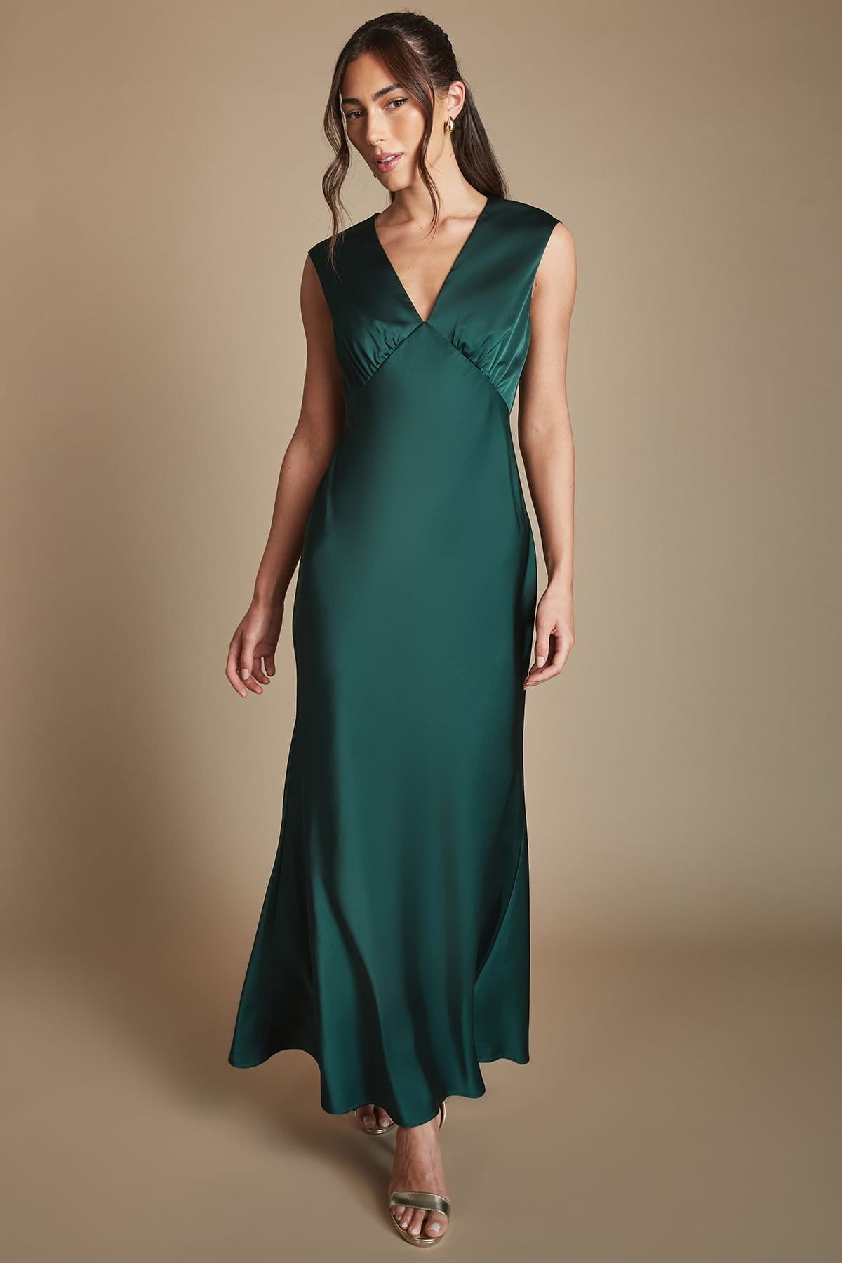 Oasis Oasis Women's Emerald Satin Open Back Detail Maxi Bridesmaid Dress - 4