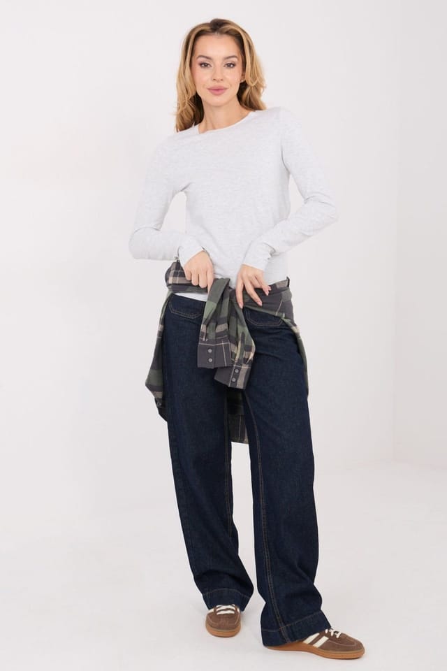Love Lace Love Lace Women's Fitted Cotton Elastane Basic Blouse Style 224912 in Grey - 2