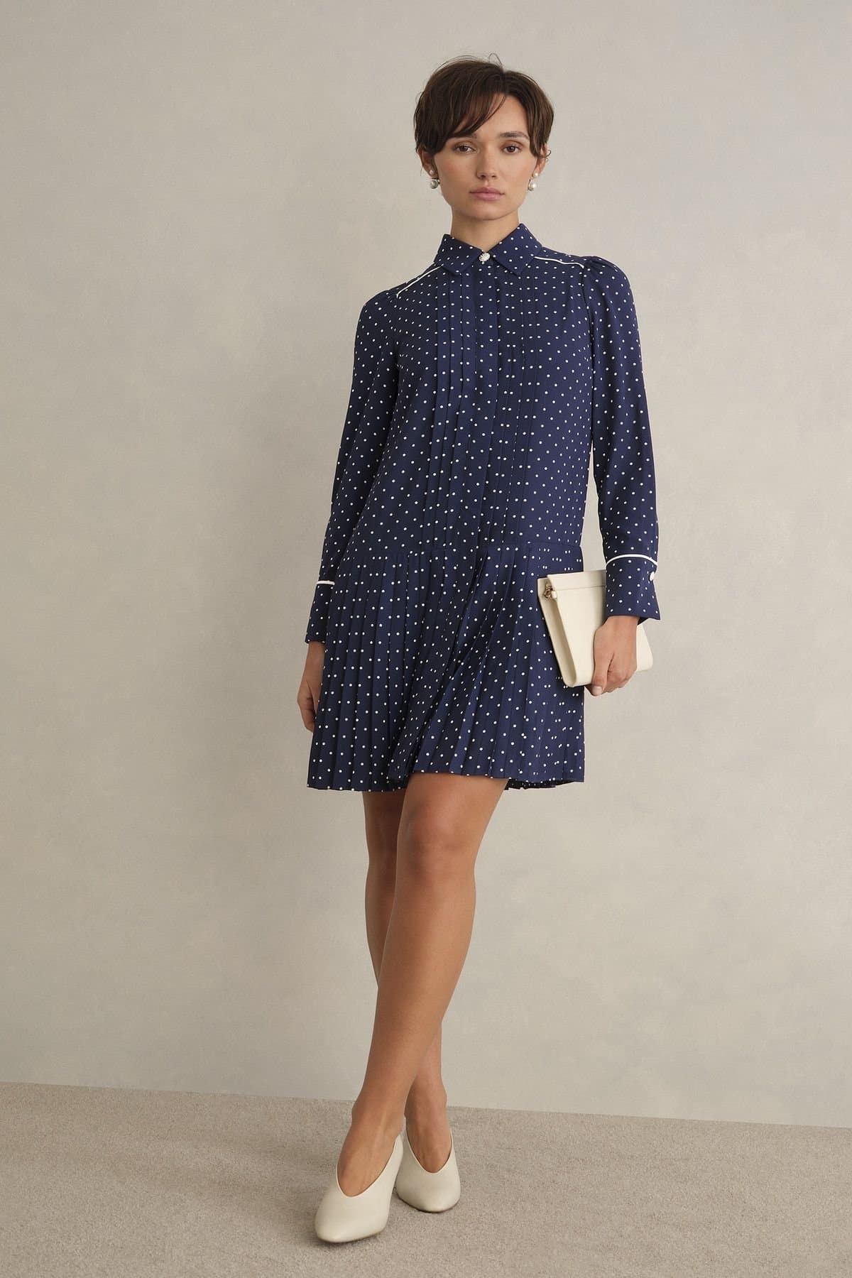 Hobbs London Hobbs London Women's Francesca Long Sleeve Shirt Mini Dress in Dark Navy