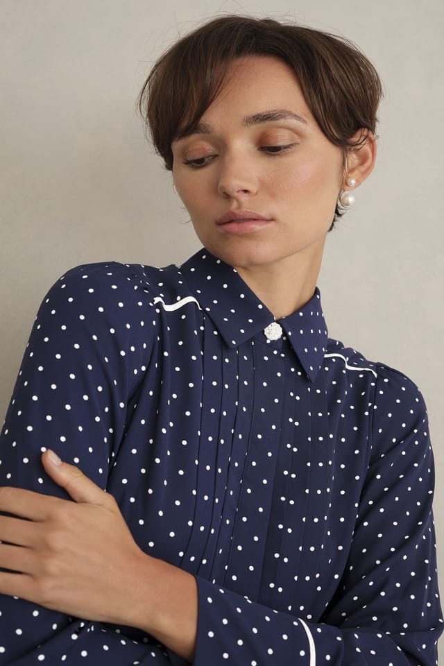 Hobbs London Hobbs London Women's Francesca Long Sleeve Shirt Mini Dress in Dark Navy - 3