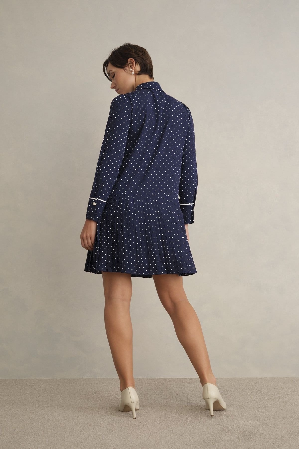 Hobbs London Hobbs London Women's Francesca Long Sleeve Shirt Mini Dress in Dark Navy - 4