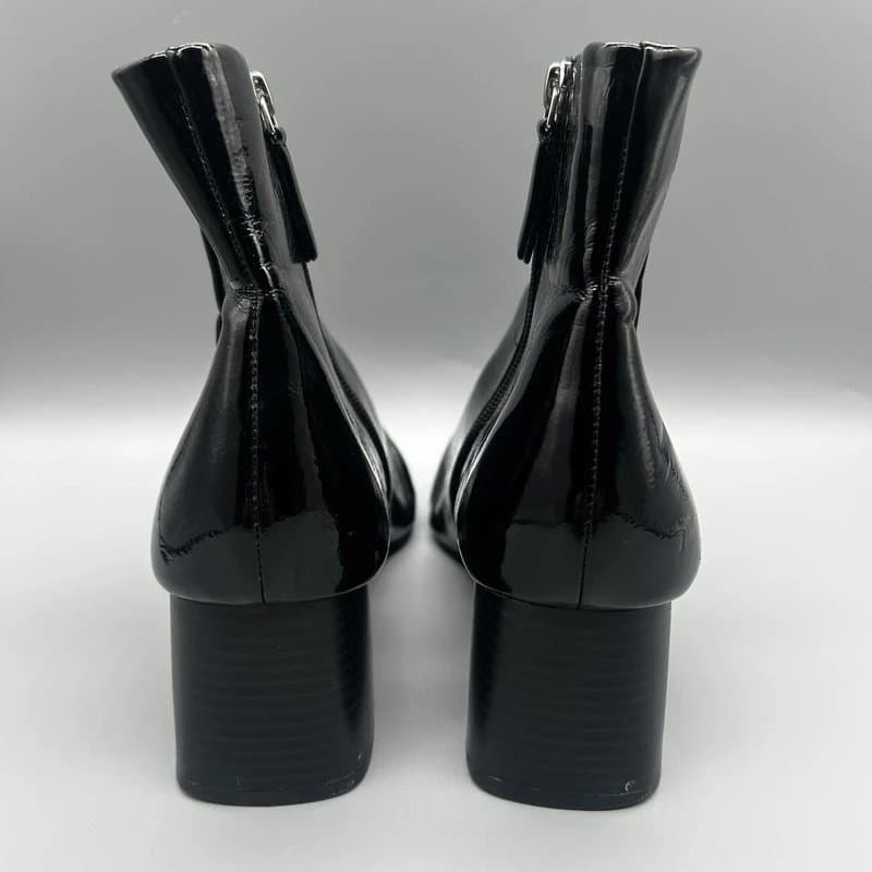 Topshop Topshop Ankle Boots Black Shiny Dominatrix Faux Leather Block Heels Womens Uk 9