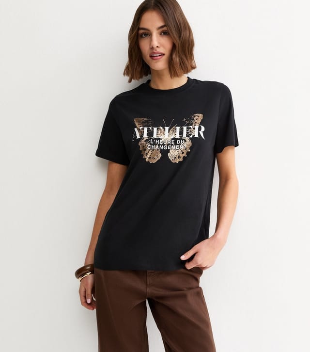New Look Women's Black Foil Butterfly Relaxed T-Shirt New Look - 2
