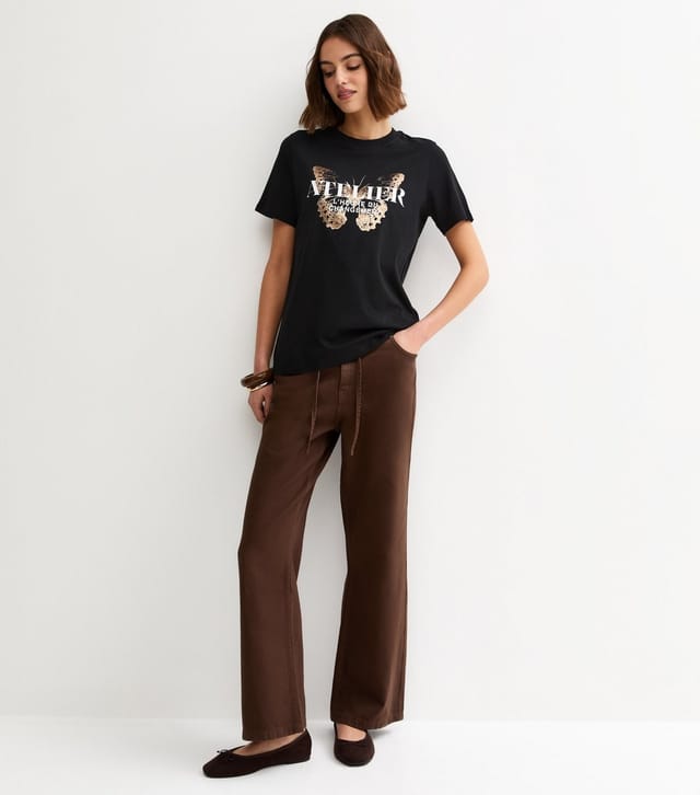 New Look Women's Black Foil Butterfly Relaxed T-Shirt New Look - 3