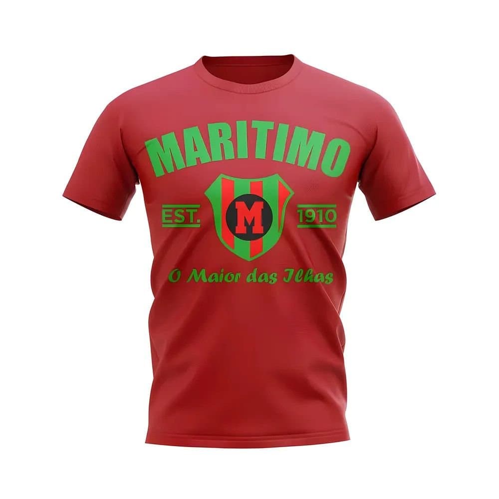 Maritimo Maritimo Men's Personalised Established Football T-Shirt in Red