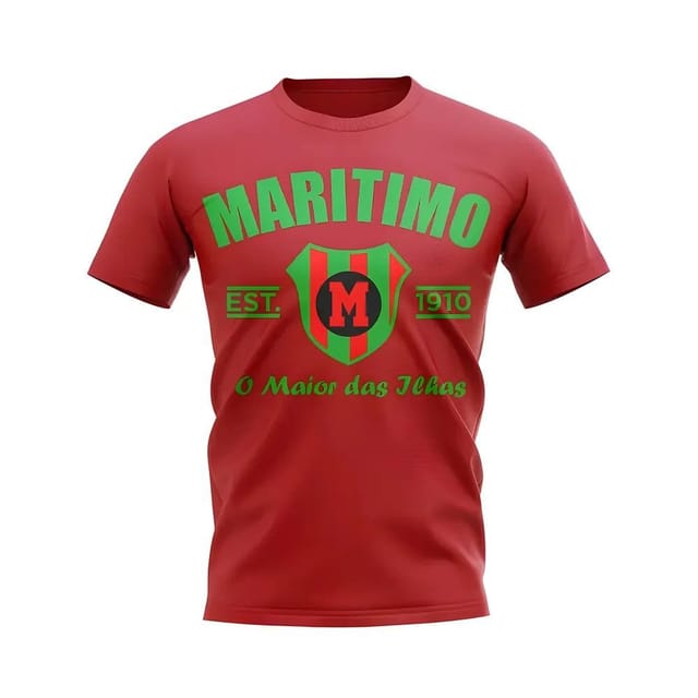 Maritimo Maritimo Men's Personalised Established Football T-Shirt in Red - 2