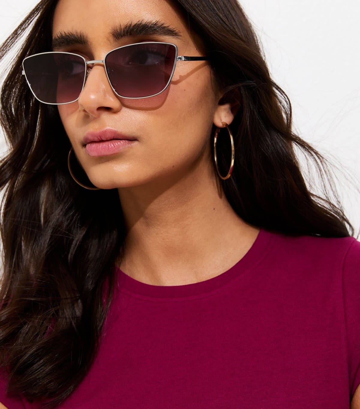 New Look Silver Tone Purple Square Frame Gradient Sunglasses New Look