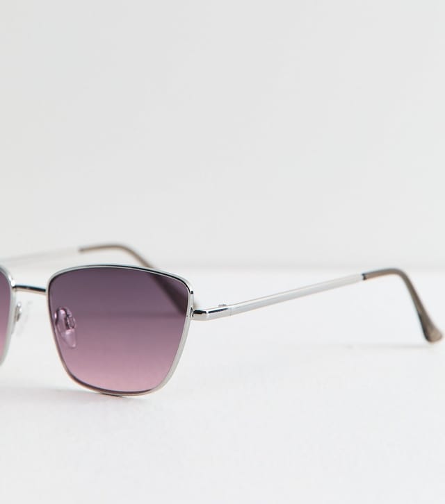 New Look Silver Tone Purple Square Frame Gradient Sunglasses New Look - 3