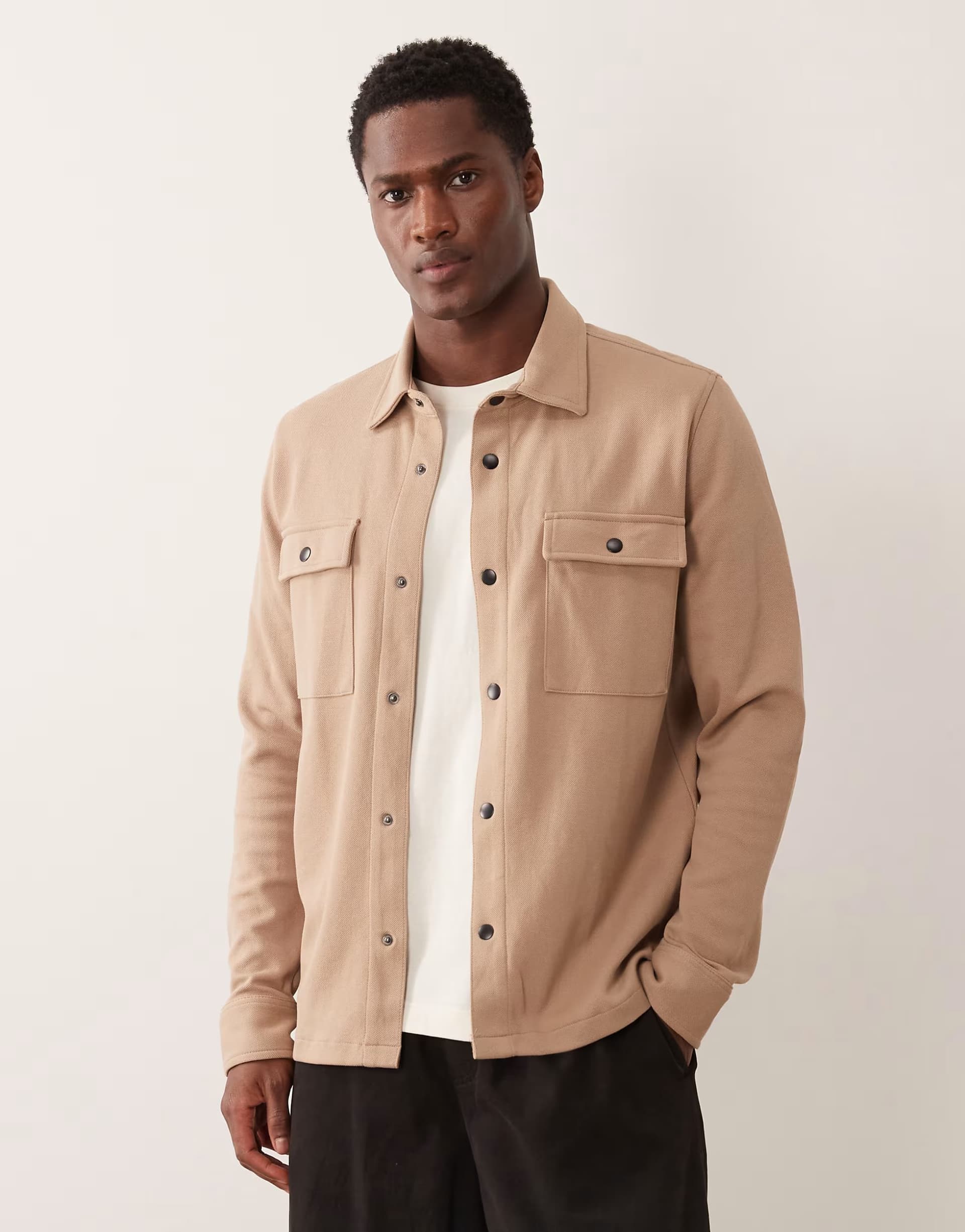 ASOS Selected sweat shacket in beige