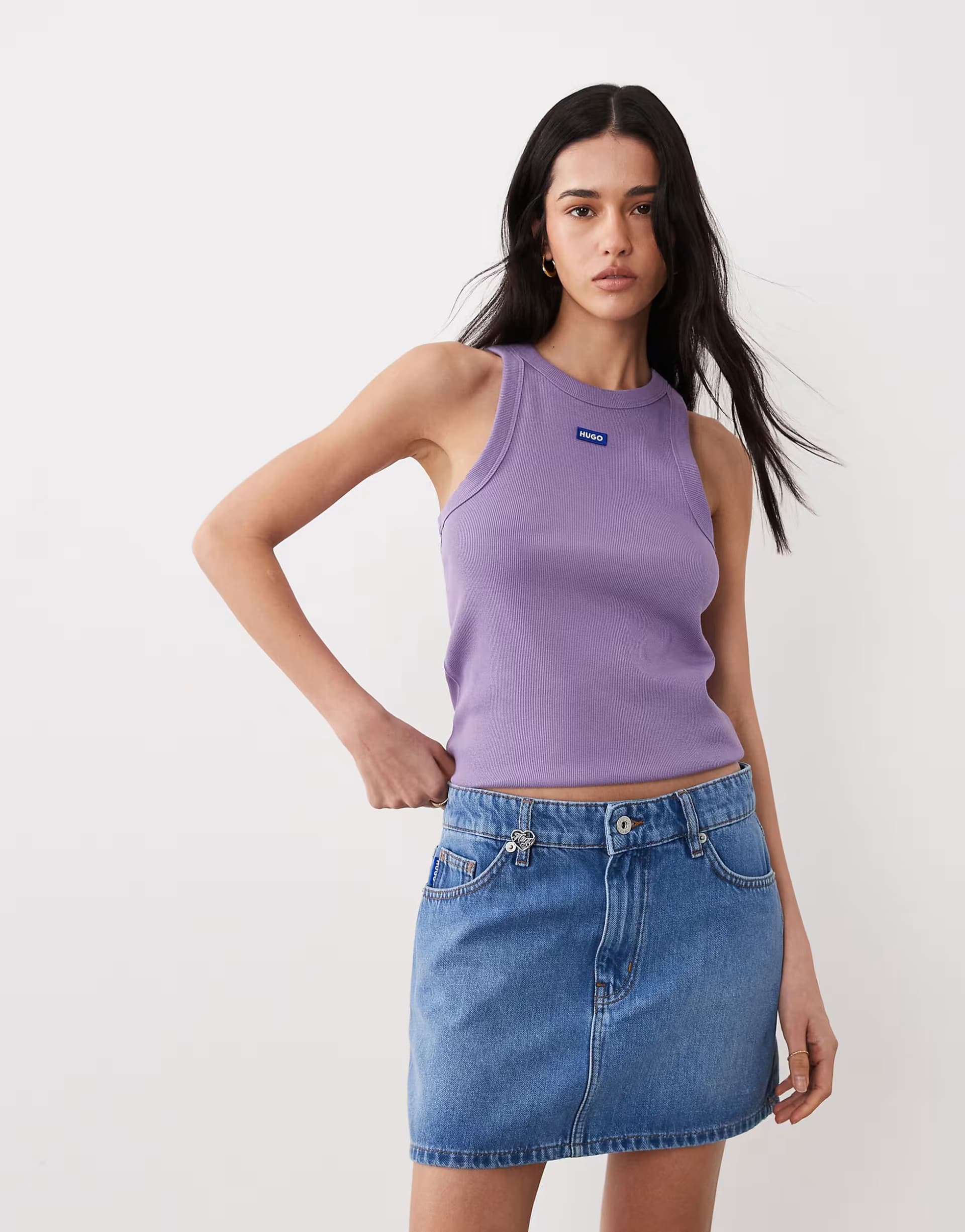 ASOS HUGO Blue galanie denim mini skirt in mid blue