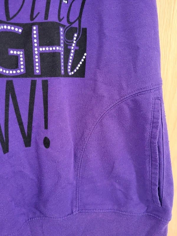 New Look New Look purple slogan short sleeve sweatshirt top size 18 with rhinestone detail