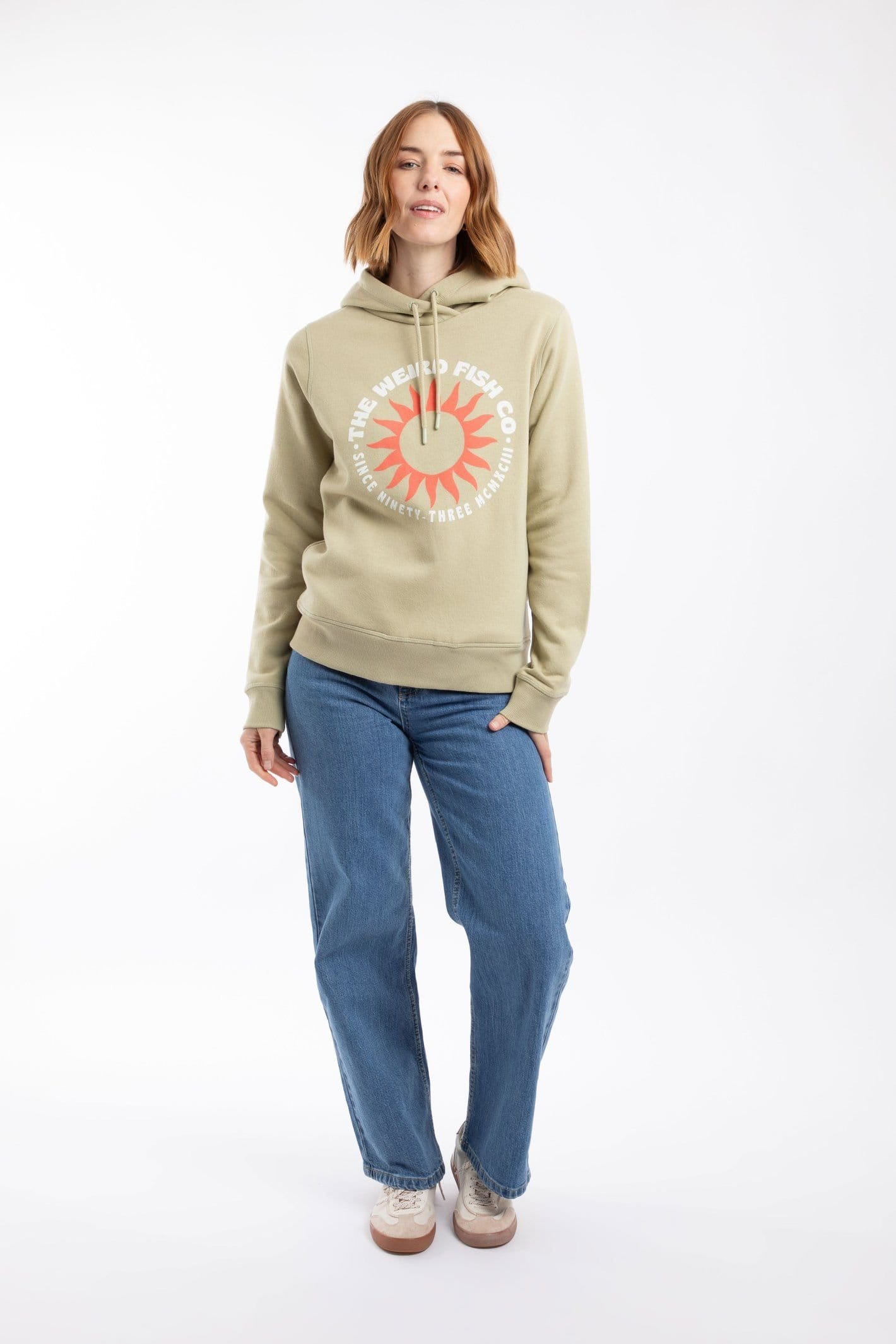 Weird Fish Weird Fish Women's Kira Graphic Popover Front Print Hoodie in Pale Green - 4