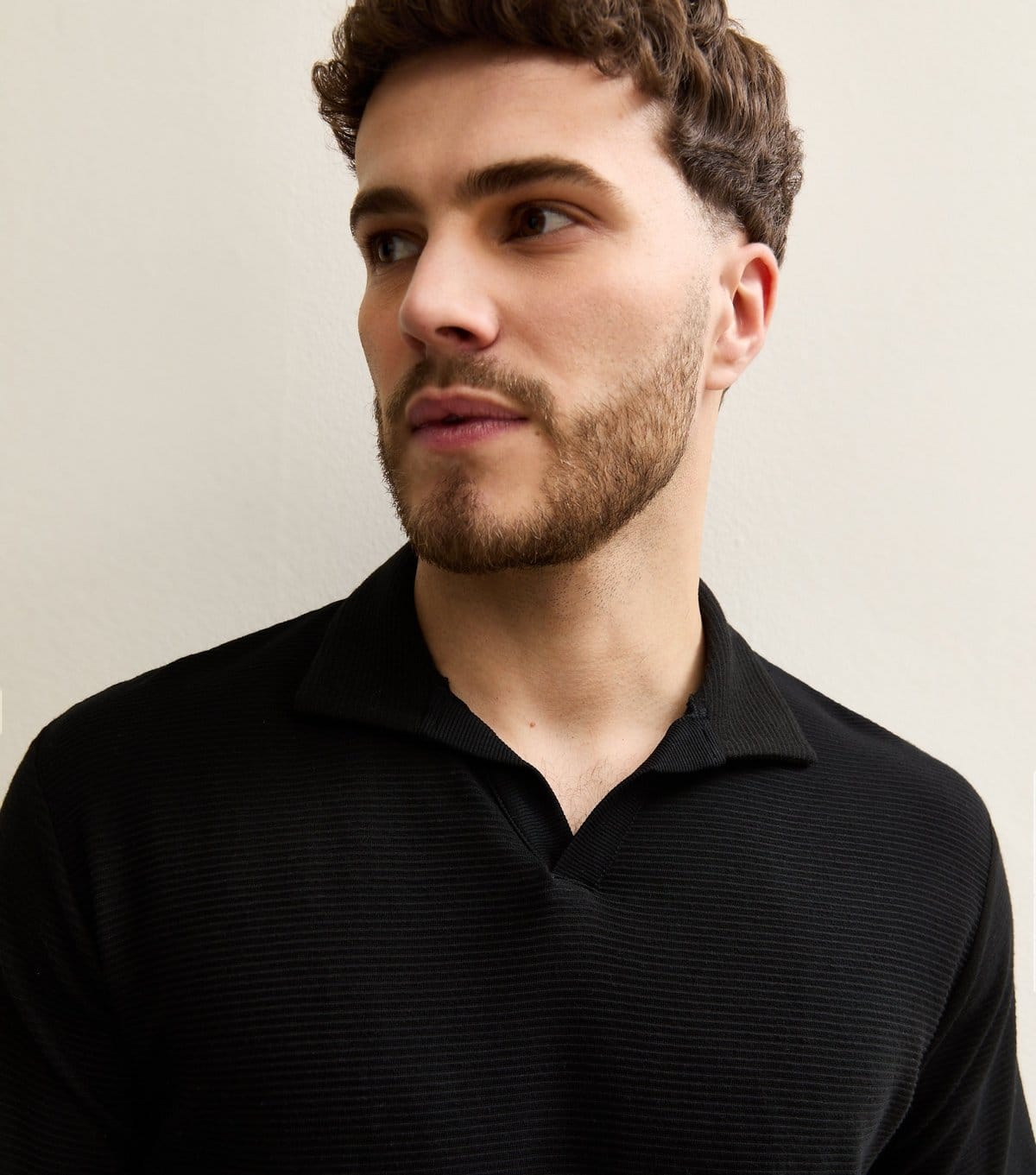 jack & jones Men's Black Regular Ribbed Polo Shirt Jack & Jones New Look - 1