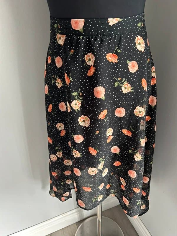 New Look New Look black floral chiffon skirt 18 (ref v18)