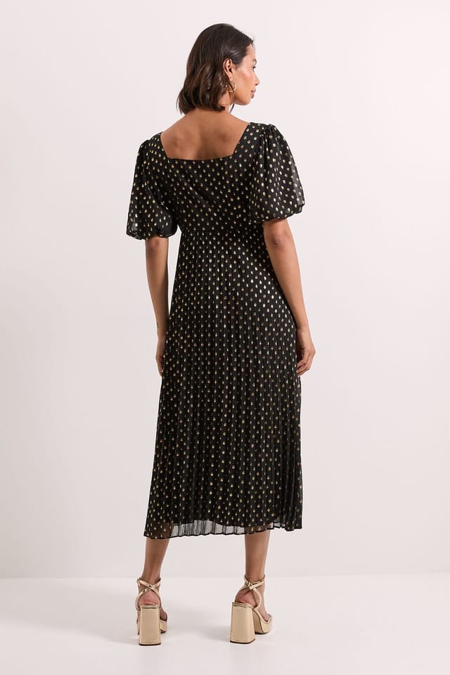 Dorothy Perkins Dorothy Perkins Women's DP Luxe Bow Front Puff Sleeve Metallic Midaxi Dress in Black - 3