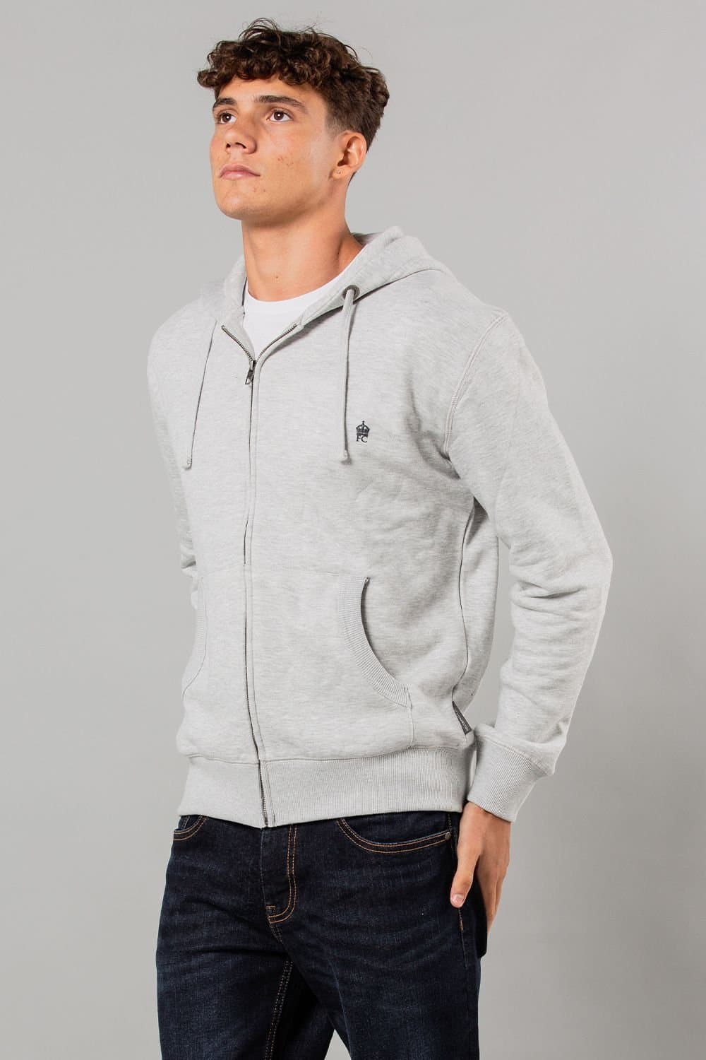 French Connection French Connection Men's Cotton Blend Zip Hoody in Light Grey