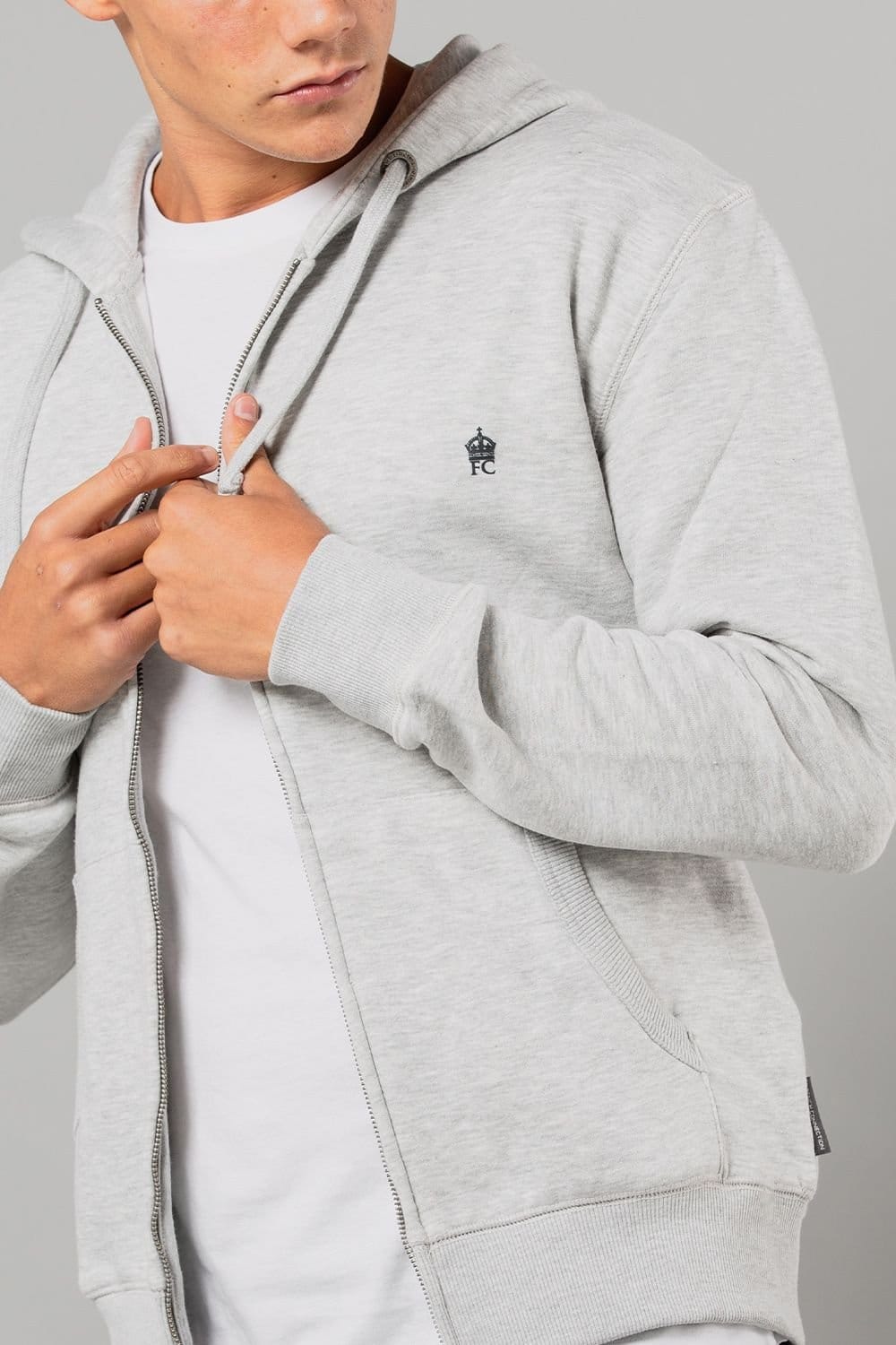French Connection French Connection Men's Cotton Blend Zip Hoody in Light Grey - 4