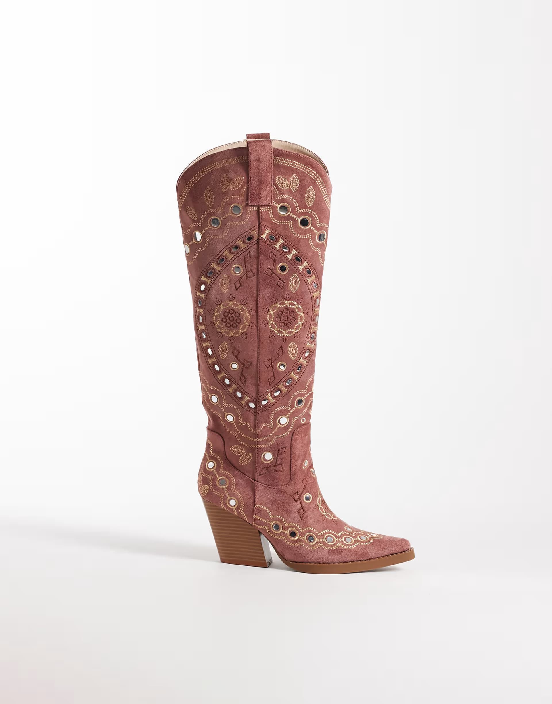 ASOS Azalea Wang Aamina embellished western knee boot in pink