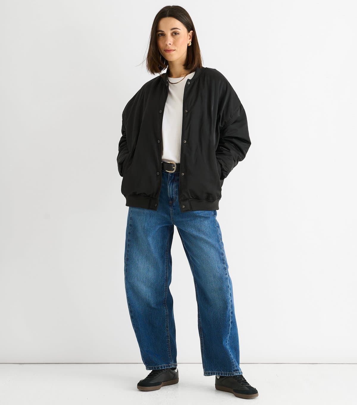 Gini London Women's Black Oversized Bomber Jacket Gini London New Look